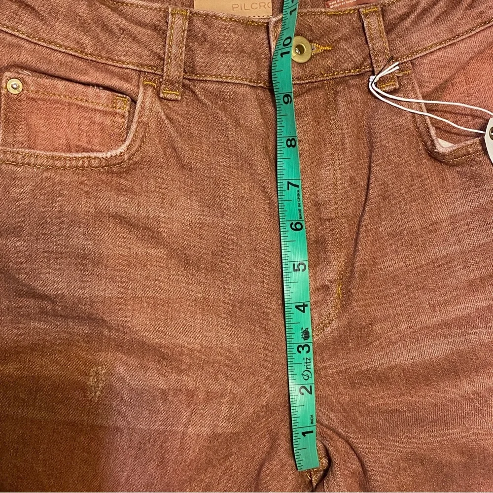 NWT Pilcro for Anthropologie The Vintage Straight Leg Jean-Washed Brown Rust 27 - Picture 14 of 16